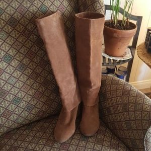 STEVEN Steve Madden tall cognac suede wedge boots